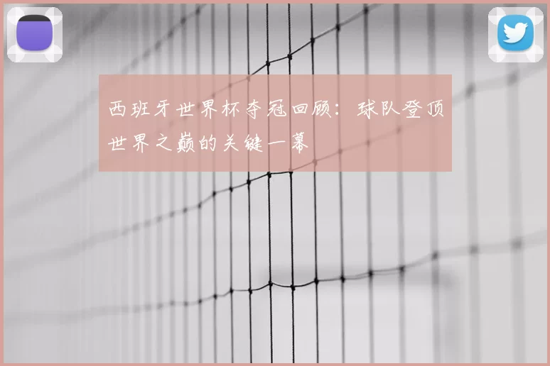 西班牙世界杯夺冠回顾：球队登顶世界之巅的关键一幕